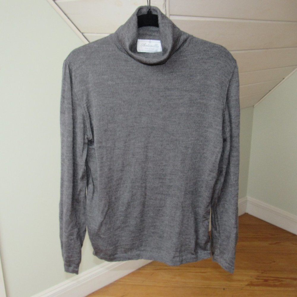 100% Merino Wool Gray Turtleneck Made in Italy Antonella Womens Size L